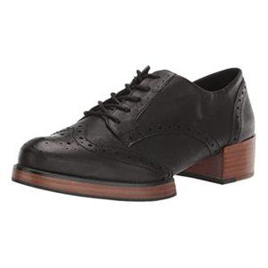 NEW! Kelsi Dagger Black Vegan Leather Thorton Lace-up Wingtip Oxfords Sz 6.5M